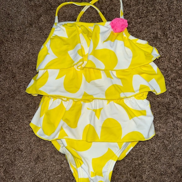 Carter's Other - Carter's Yellow and White One Piece Swimsuit with Ruffle Design